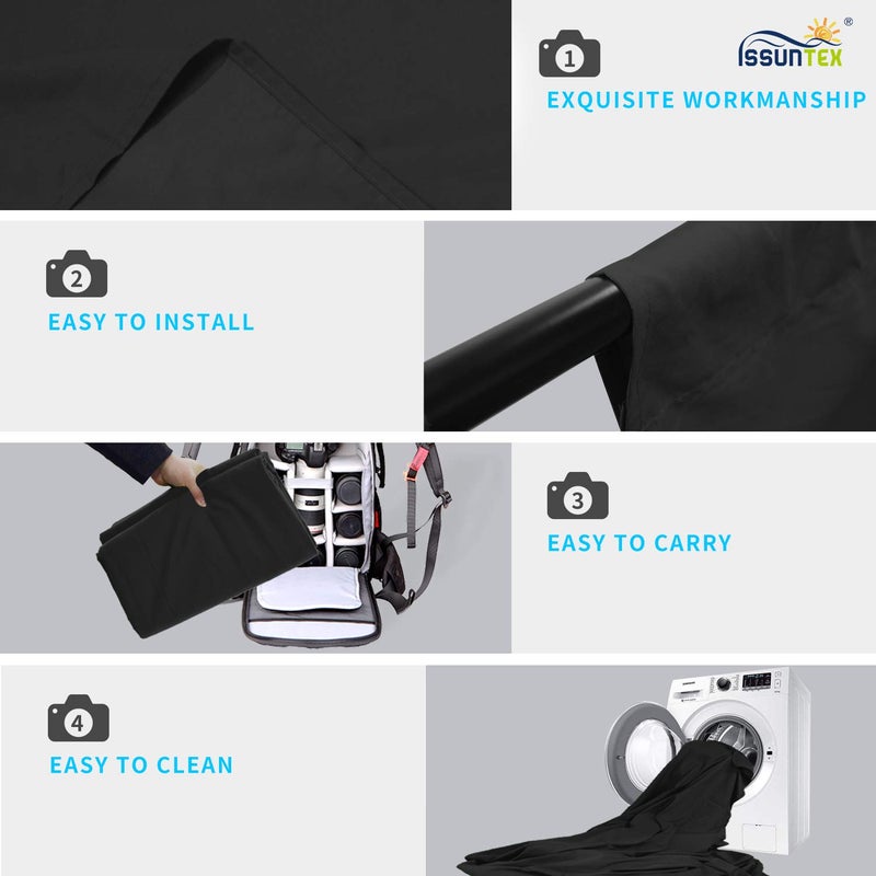 ISSUNTEX 6X9 ft Background Muslin Backdrop, Photo Studio, Collapsible High Density Screen for Video Photography and Television-Black - Image 4